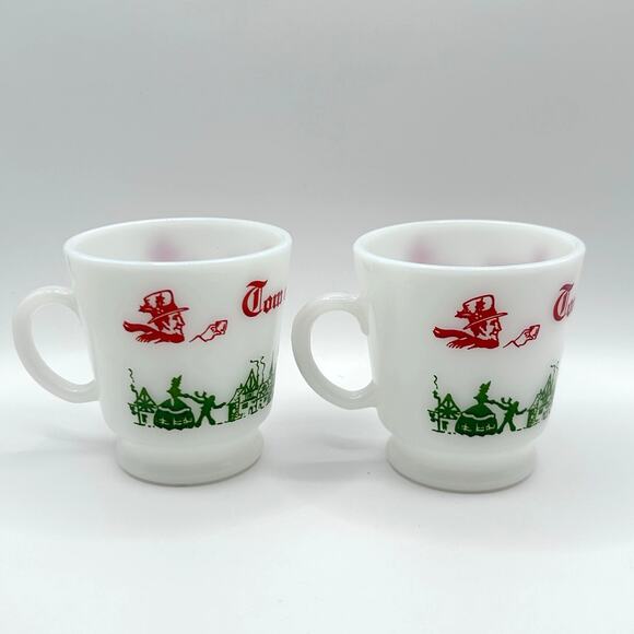 Vintage Tom & Jerry Milk Glass Mugs – Christmas Stagecoach Pair - Picture 2 of 2